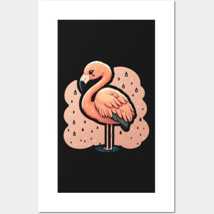 Cute Pink Svelte Flamingo Portrait Posters and Art